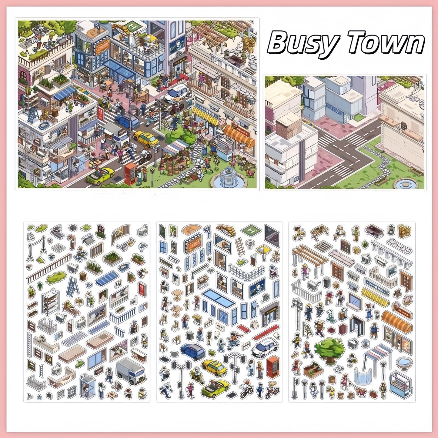 Busy Town 3D Sticker