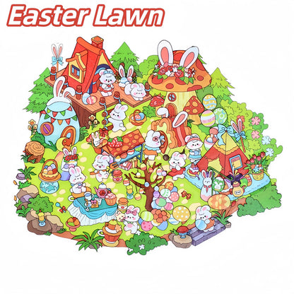 Bunny's Easter Daily 3D Sticker | 4 Cute Miniature Scenes
