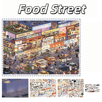 Streetscape 3D Sticker | 4 Cute Miniature Scenes