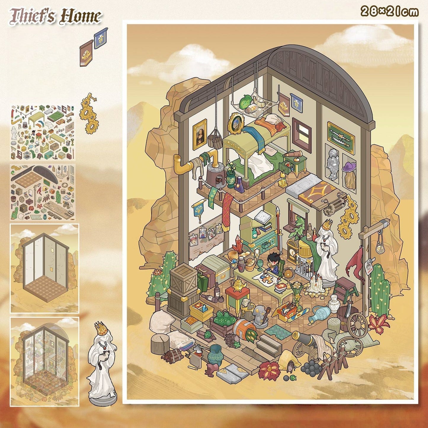 RPG Homes 3D Sticker | 4 Cute Miniature Scenes