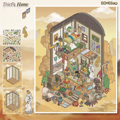RPG Homes 3D Sticker | 4 Cute Miniature Scenes