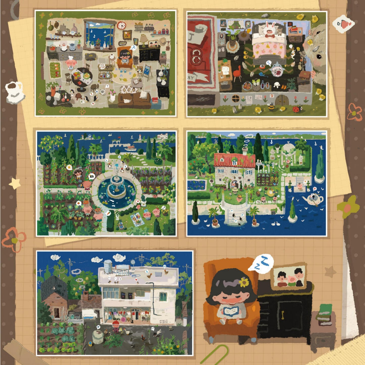 To Dear Wanderer 3D Sticker | 5 Cute Miniature Scenes
