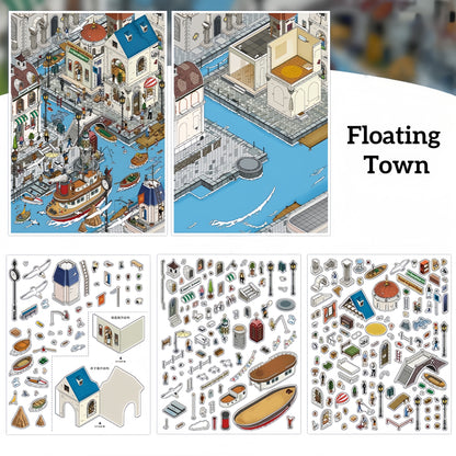 Floating Town 3D Sticker
