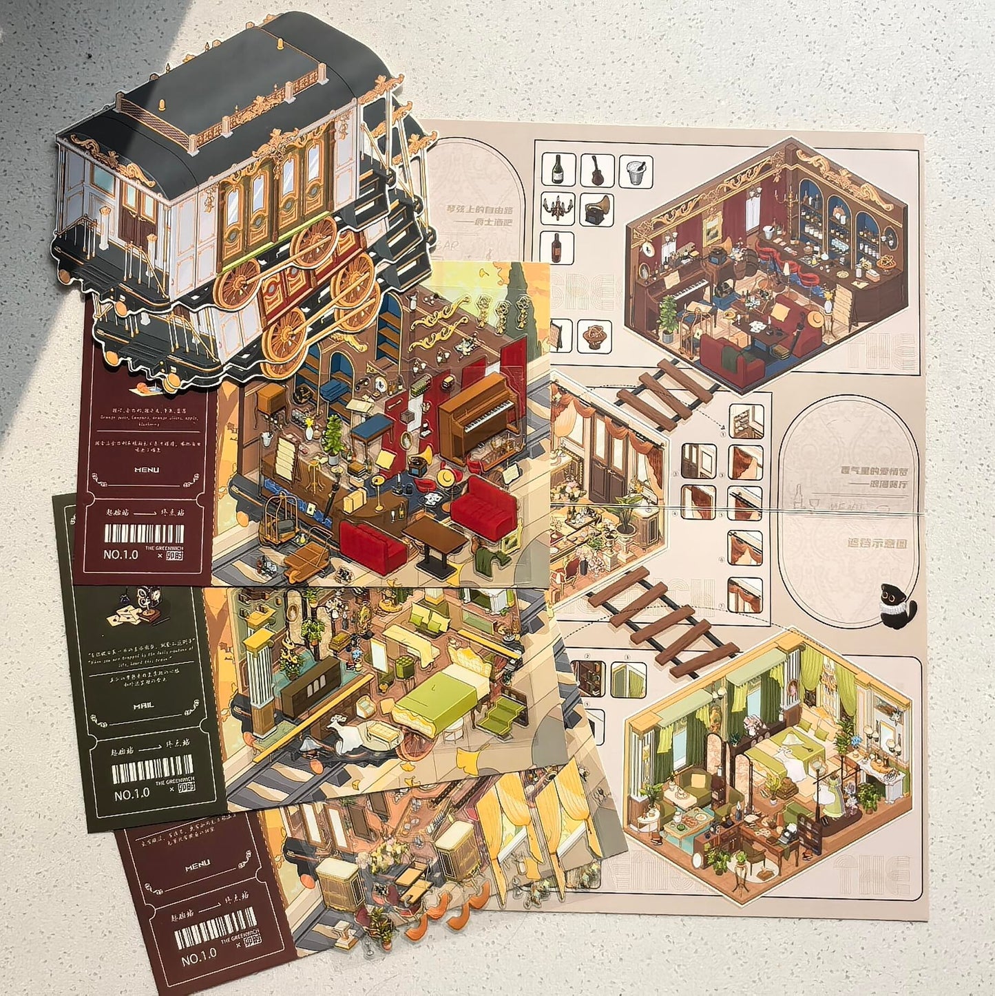 The Greenwich Special Train 3D Sticker | 3 Cute Miniature Scenes