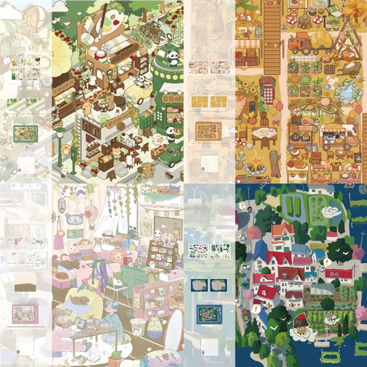 Childhood & Countryside 3D Sticker | 4 Cute Miniature Scenes