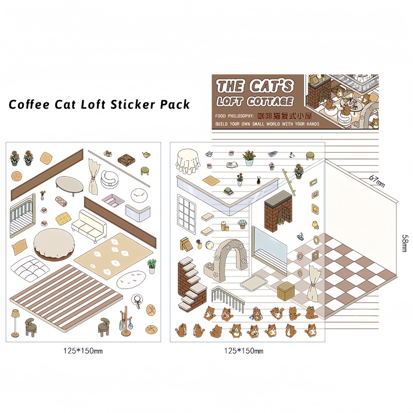 Tiny Animal's Shop 3D Sticker | 4 Cute Miniature Scenes