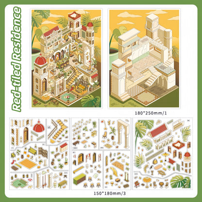 European-style Architecture 3D Sticker | 2 Cute Miniature Scenes