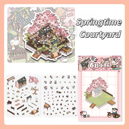 Dream Cabin 3D Sticker | 4 Cute Miniature Scenes