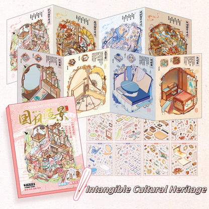 Cultural Heritage 3D Sticker | 4 Cute Miniature Scenes