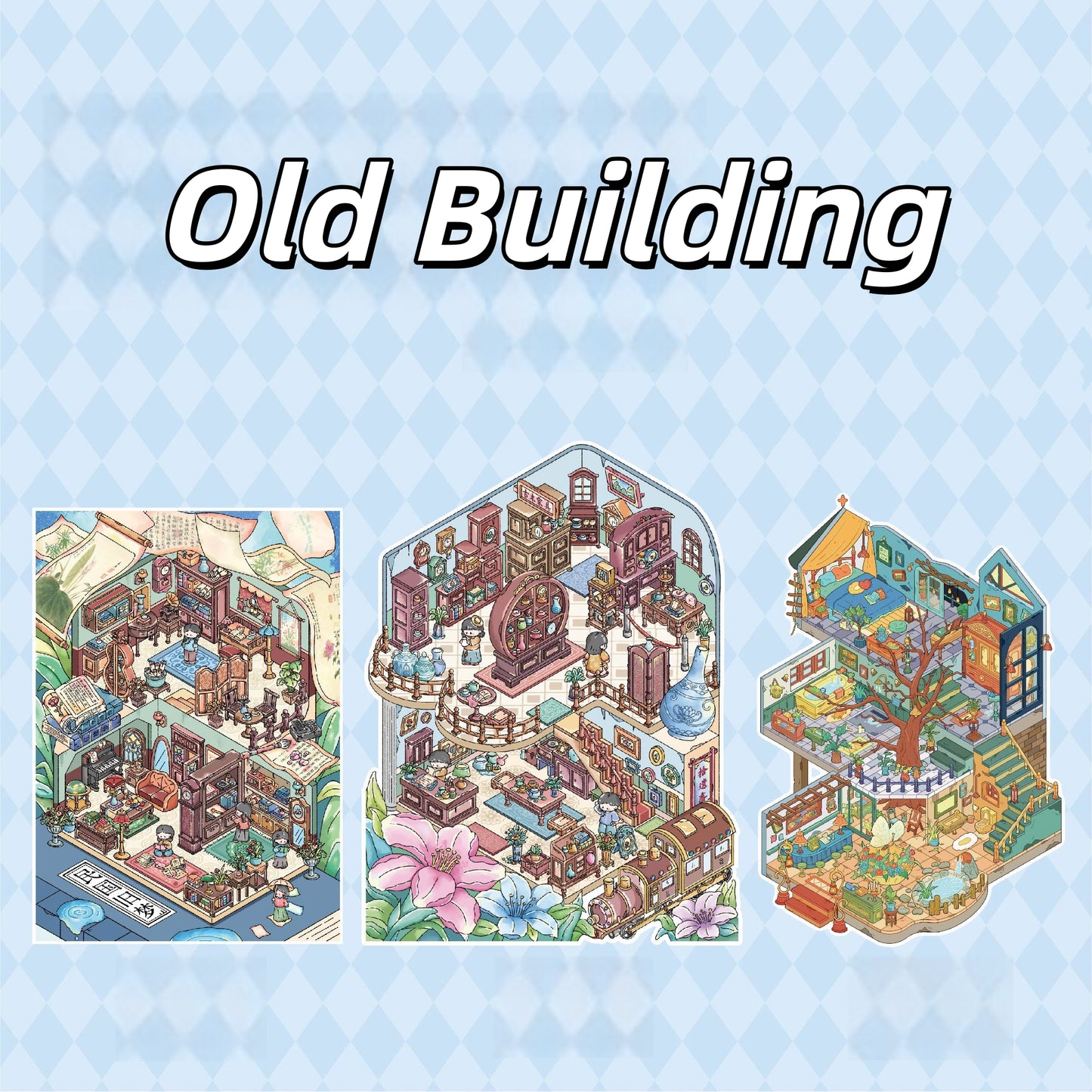 Old Building 3D Sticker | 3 Cute Miniature Scenes