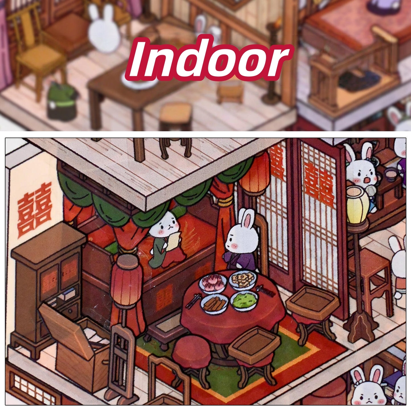 The Story Of Bunnylan 3D Sticker | 2 Cute Miniature Scenes