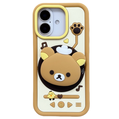 Bear Music Swivel Stand Silicone Phone Case