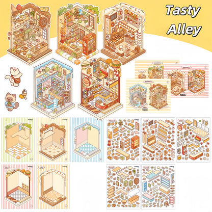 Simulation Management 3D Sticker Material Book | 10 Cute Miniature Scenes
