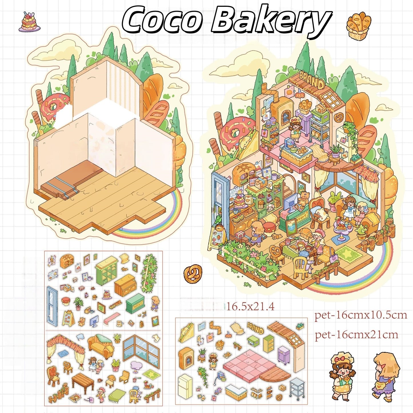 City of Spring Tales 3D Sticker | 4 Cute Miniature Scenes