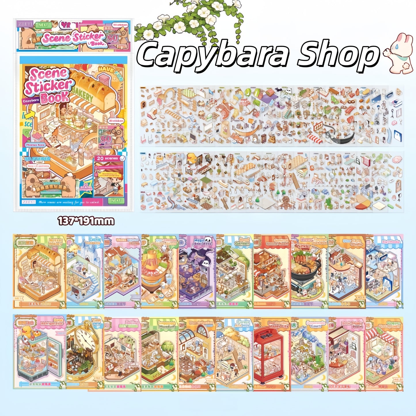 Capybara Shop 3D Sticker Book