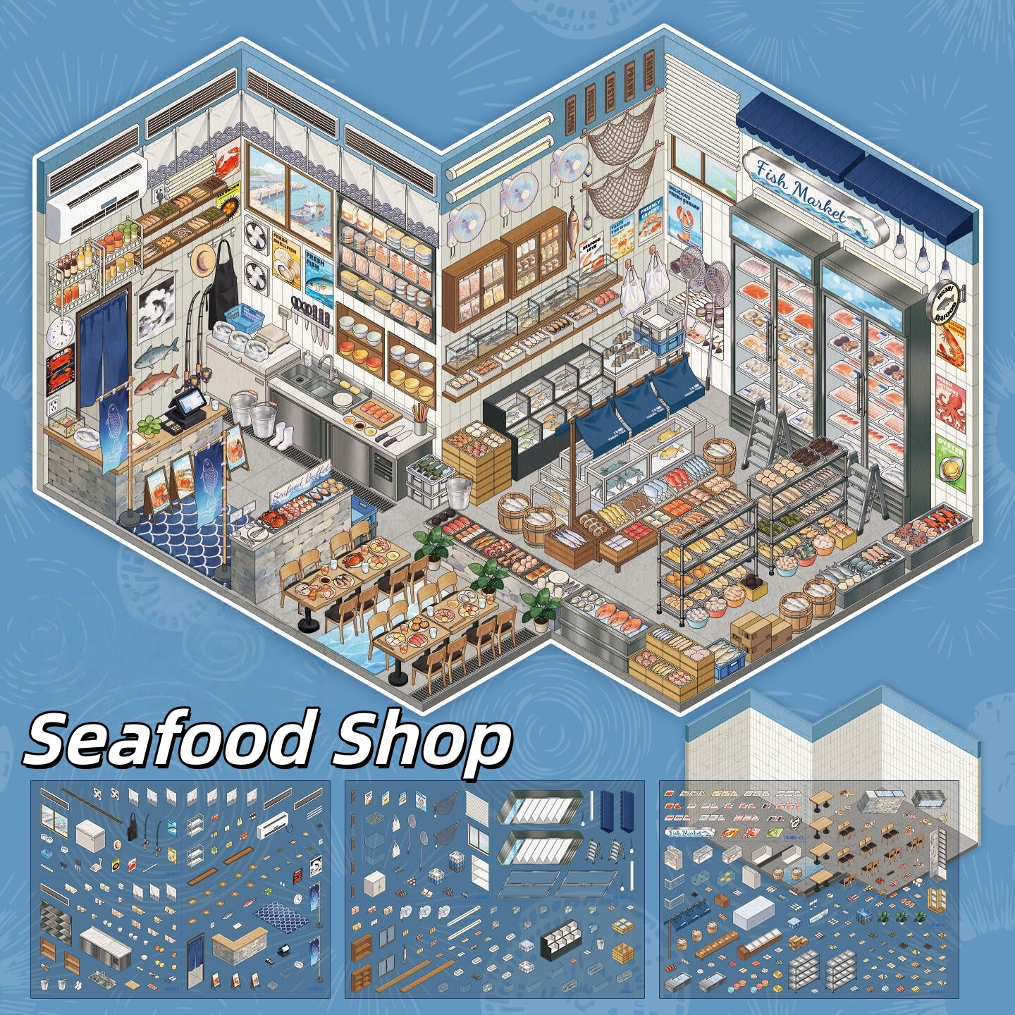 Shelf Display 3D Sticker | 2 Cute Miniature Scenes