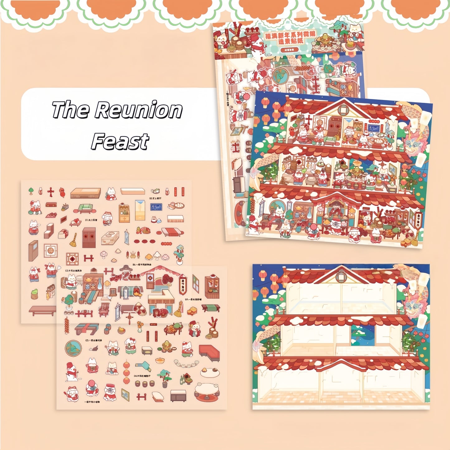 Fortune Cubicle 3D Sticker | 2 Cute Miniature Scenes