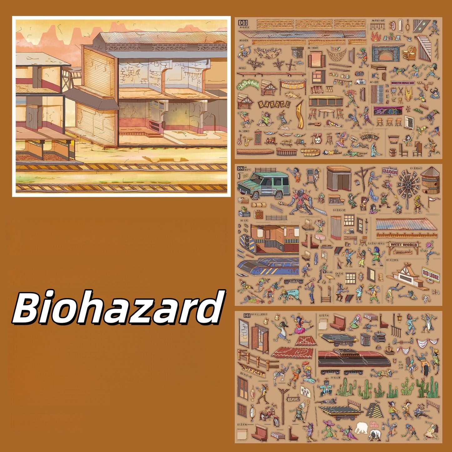 Disaster Series 3D Sticker | 4 Cute Miniature Scenes