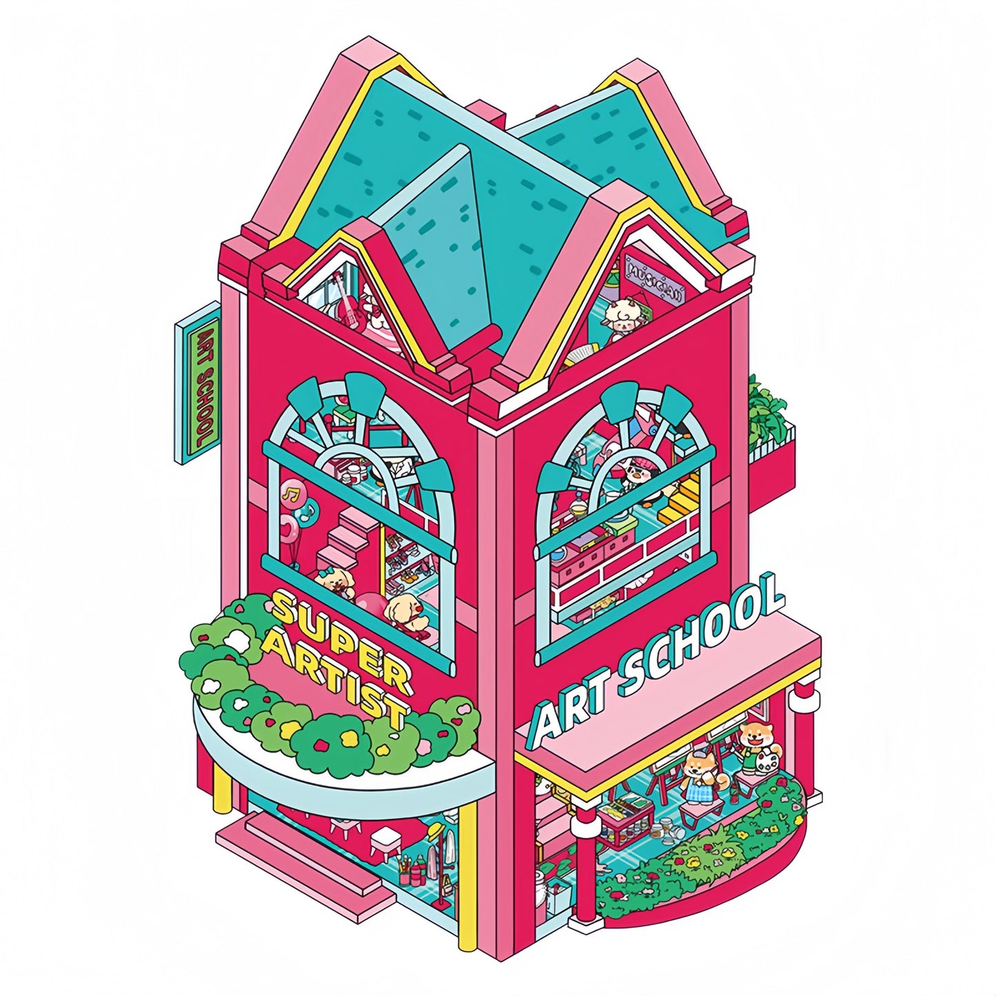 Paws‘ School 3D Sticker | 2 Cute Miniature Scenes