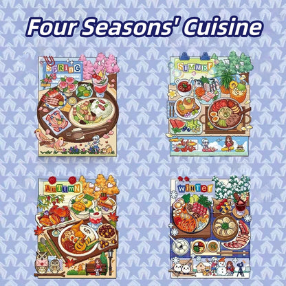 Four Seasons' Cuisine 3D Sticker | 4 Cute Miniature Scenes