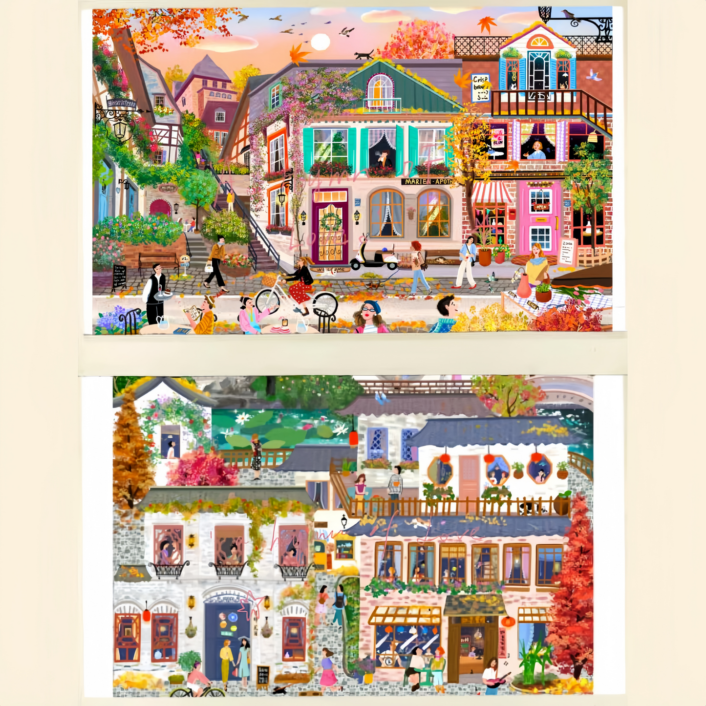 Quiet Street 3D Sticker | 2 Cute Miniature Scenes