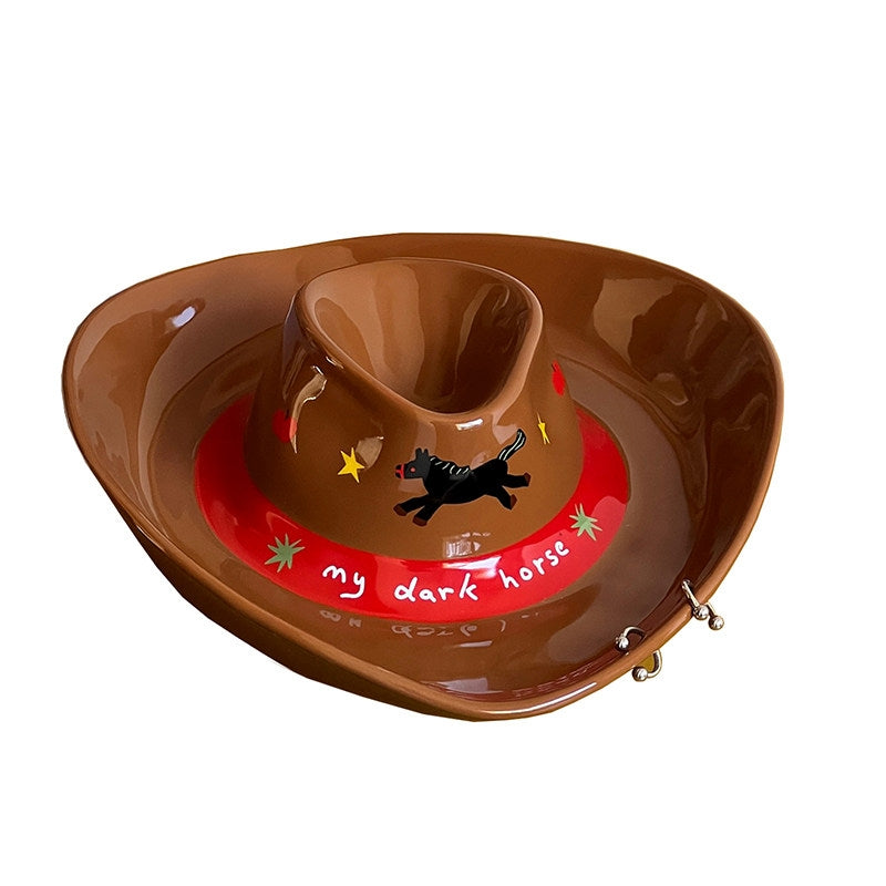 Cowboy Hat-Shaped Ceramic Plate