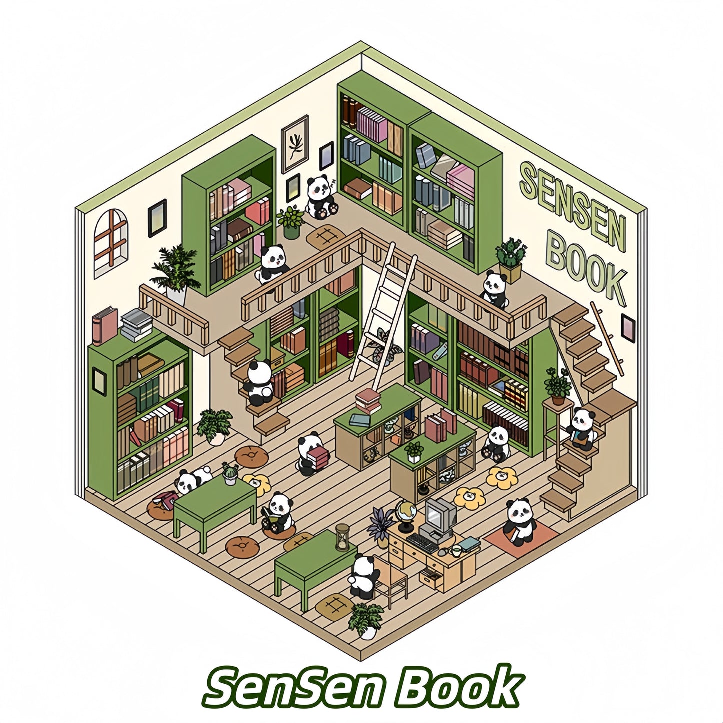 Tiny Animal's Shop 3D Sticker | 4 Cute Miniature Scenes