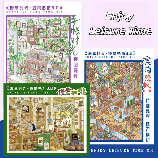 Enjoy Leisure Time 3D Sticker | 3 Cute Miniature Scenes