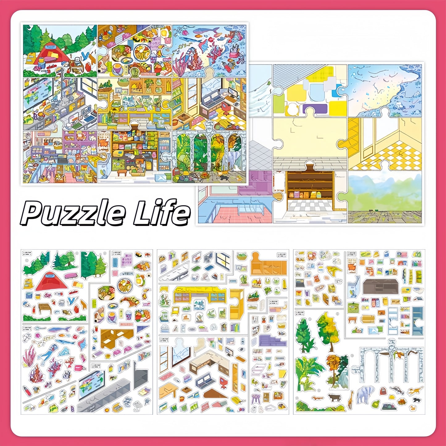 Puzzle Life 3D Sticker | 2 Cute Miniature Scenes