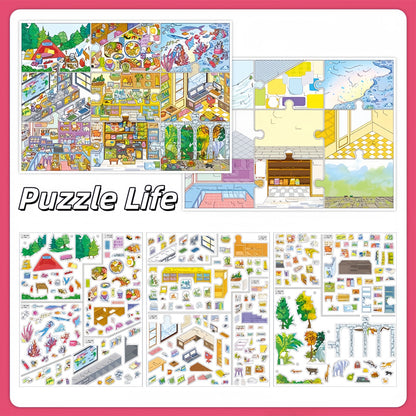 Puzzle Life 3D Sticker | 2 Cute Miniature Scenes