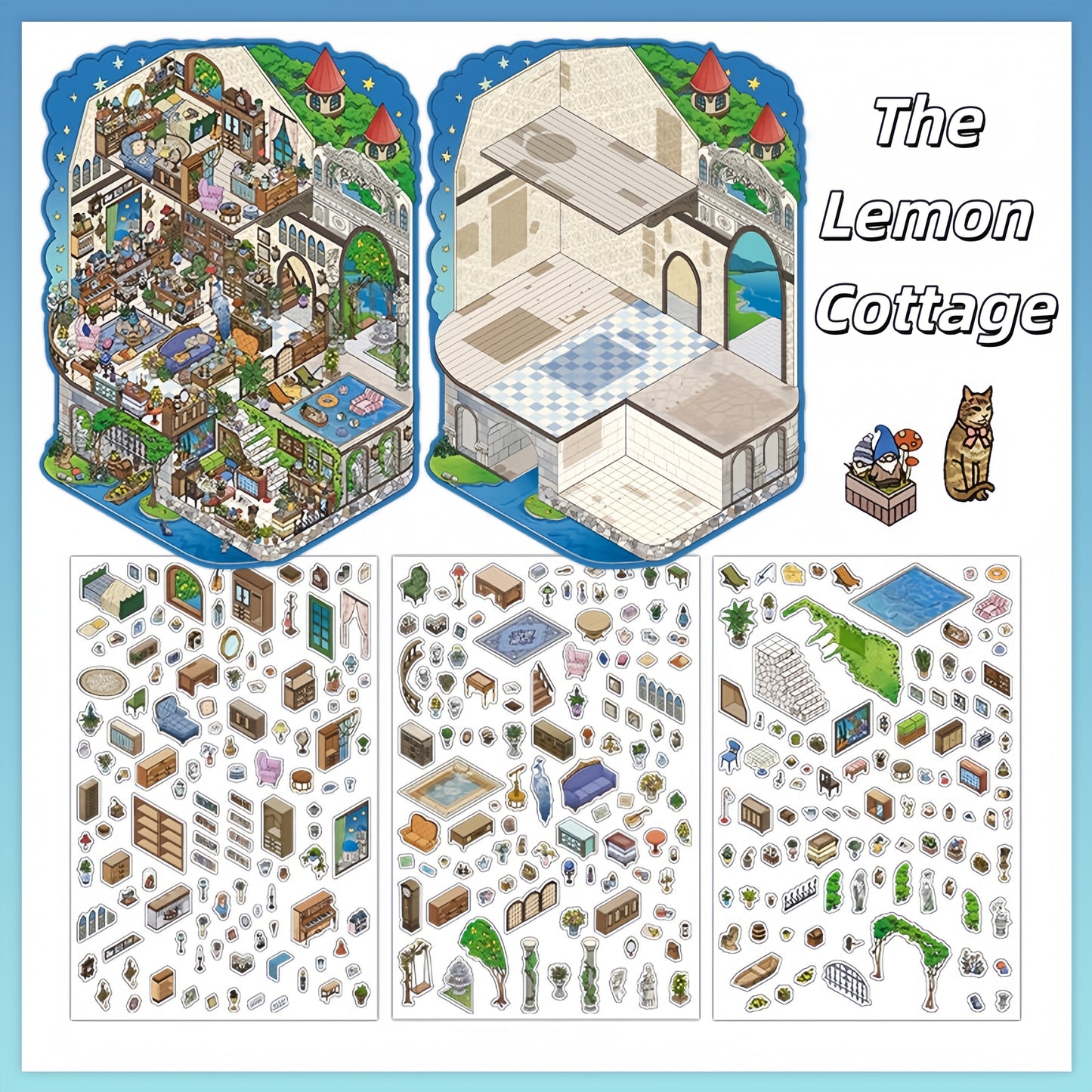 Dream Home 3D Sticker | 2 Cute Miniature Scenes