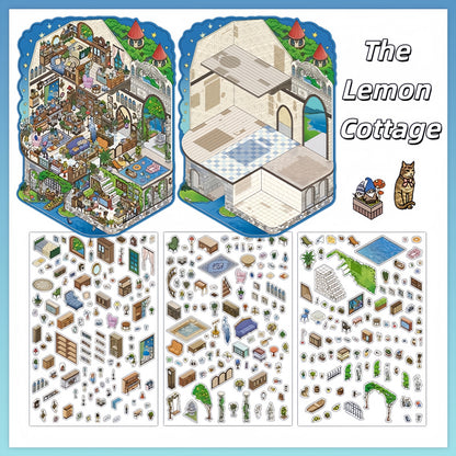 Dream Home 3D Sticker | 2 Cute Miniature Scenes
