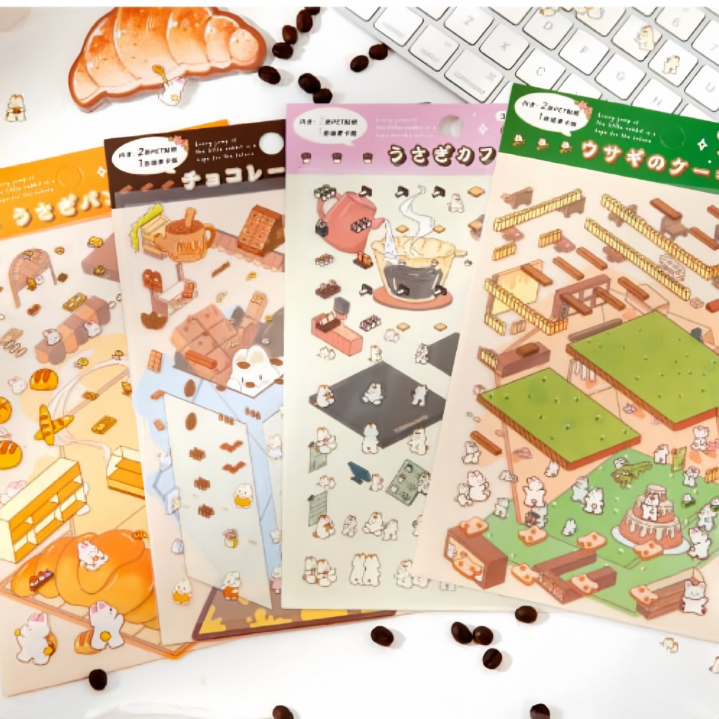 Bunny's Shop 3D Sticker | 4 Cute Miniature Scenes