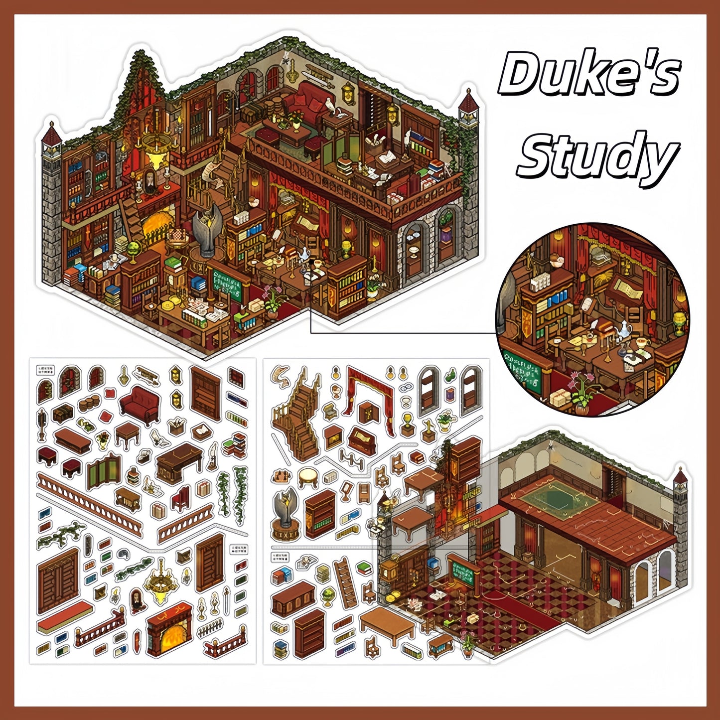 Hidden Places 3D Sticker | 2 Cute Miniature Scenes