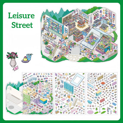 Streetscape 3D Sticker | 2 Cute Miniature Scenes