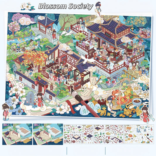 Lanterns and Blossoms 3D Sticker | 2 Cute Miniature Scenes