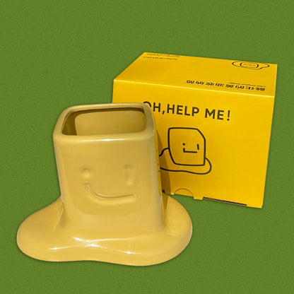 Melted Butter-Shaped Ceramic Pen Holder Desk Organizer