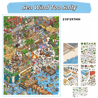 Casual Days 3D Sticker | 4 Cute Miniature Scenes