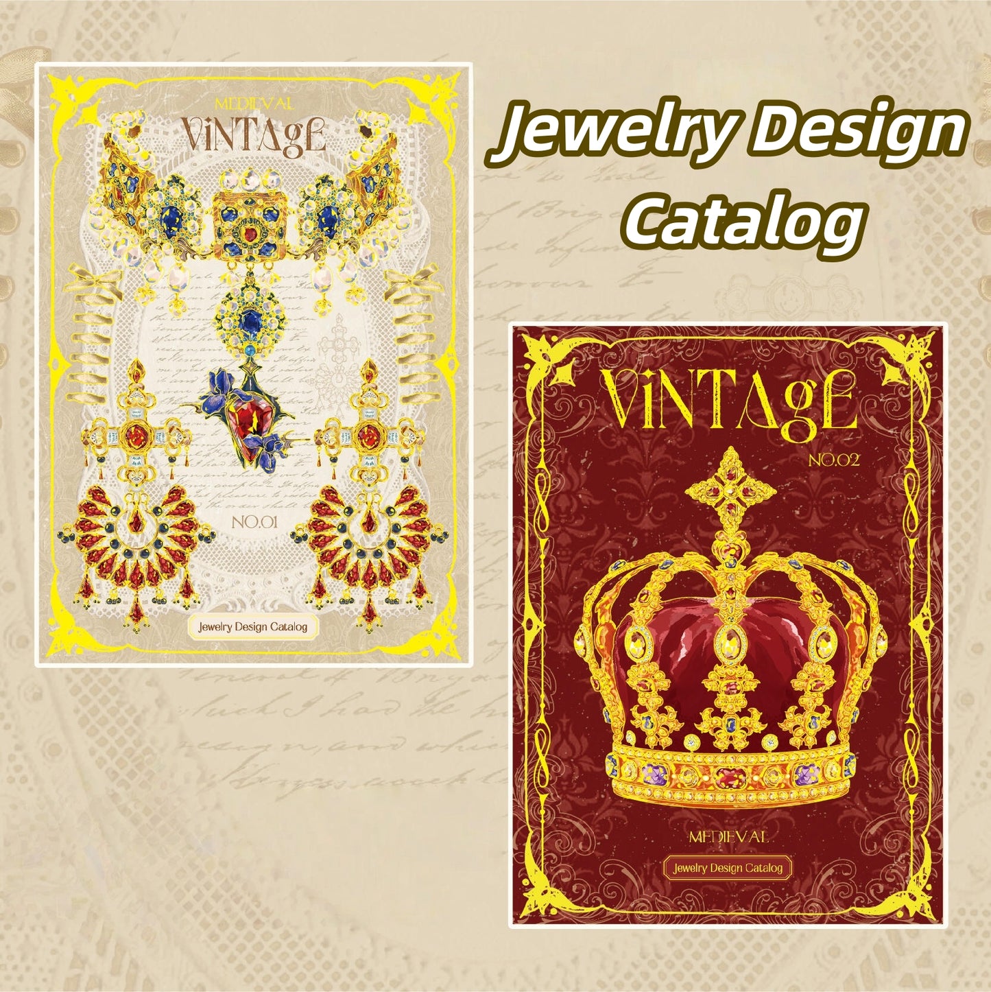 Jewelry Design Catalog 3D Sticker | 2 Cute Miniature Scenes