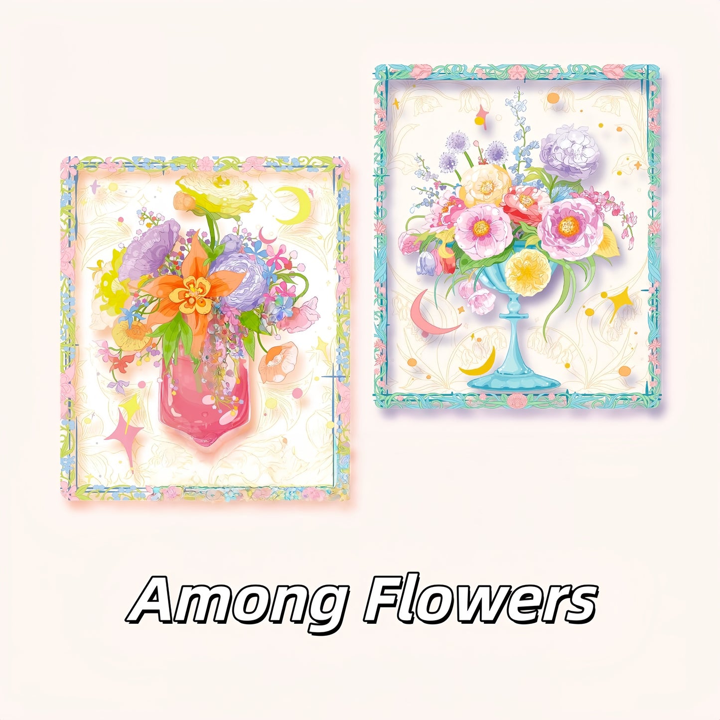 Among Flowers 3D Sticker | 2 Cute Miniature Scenes