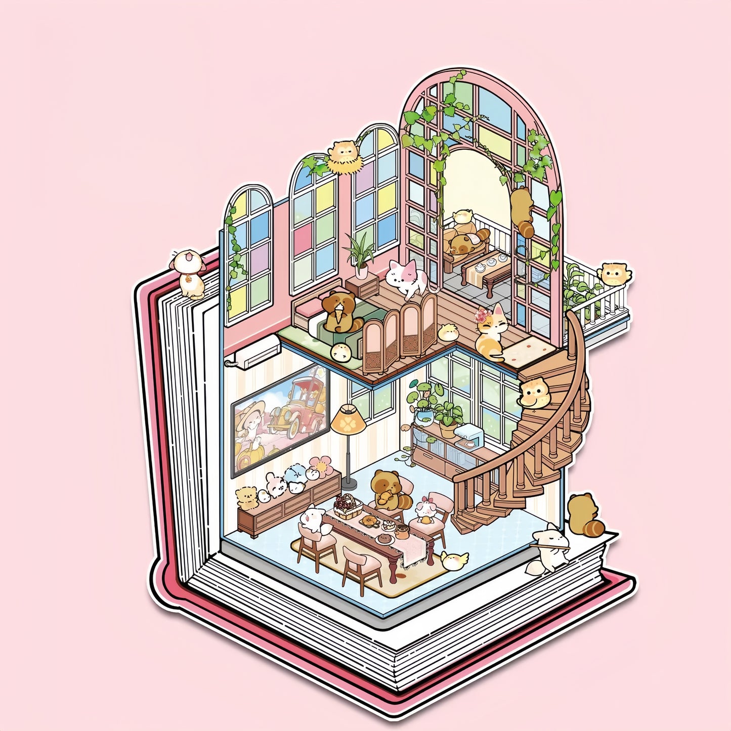 Dream Cabin 3D Sticker | 4 Cute Miniature Scenes