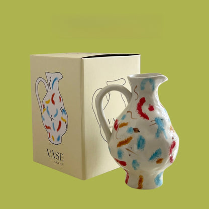 Hand-Painted Ceramic Vase & Mug
