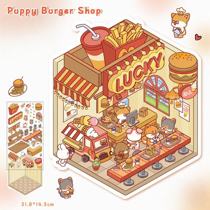Paws Shop 3D Sticker | 4 Cute Miniature Scenes