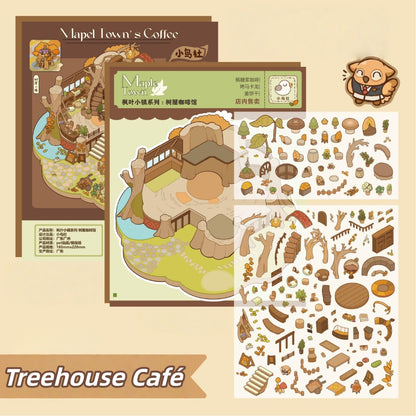 Maple Town's Coffee 3D Sticker | 3 Cute Miniature Scenes