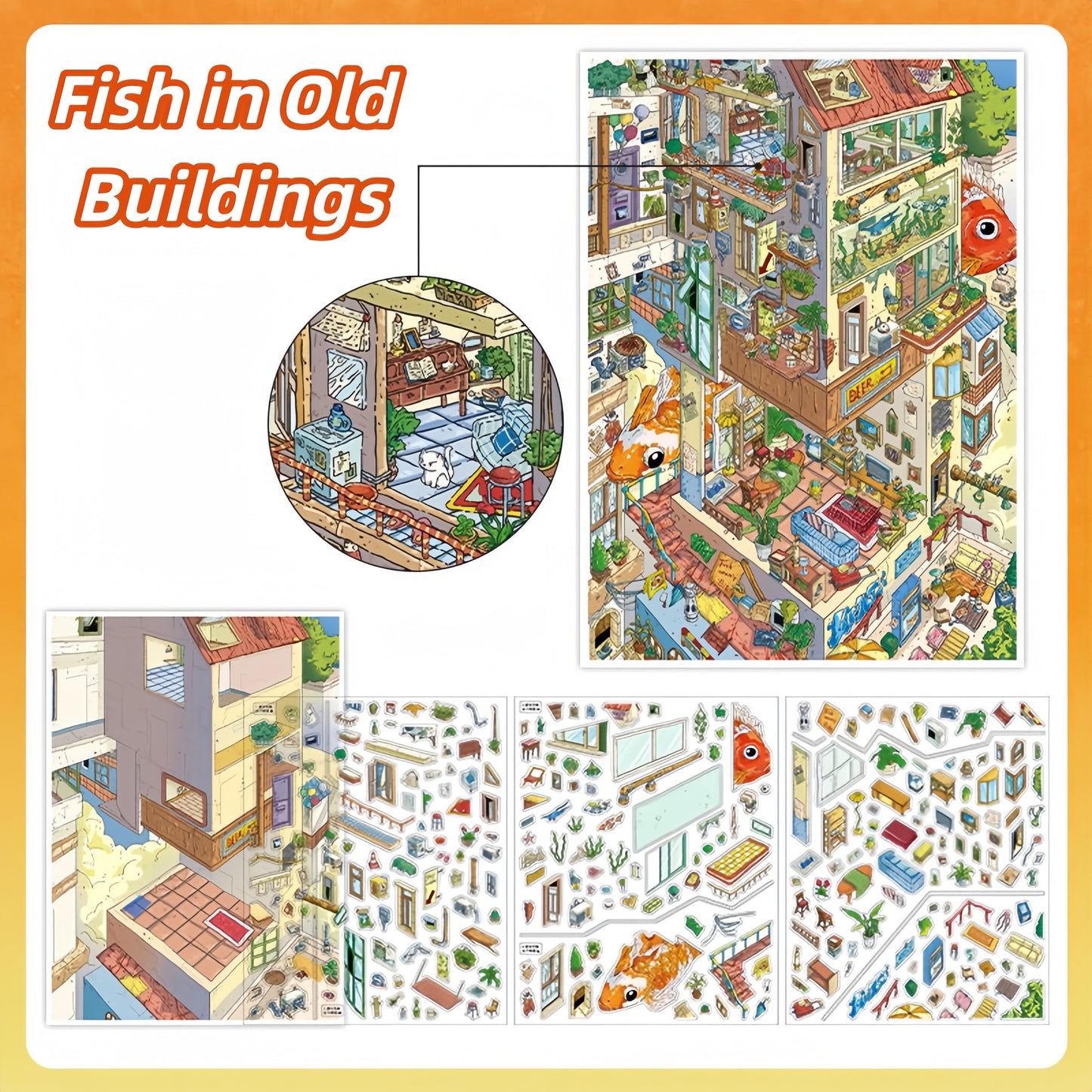 Fantastic Street 3D Sticker | 2 Cute Miniature Scenes