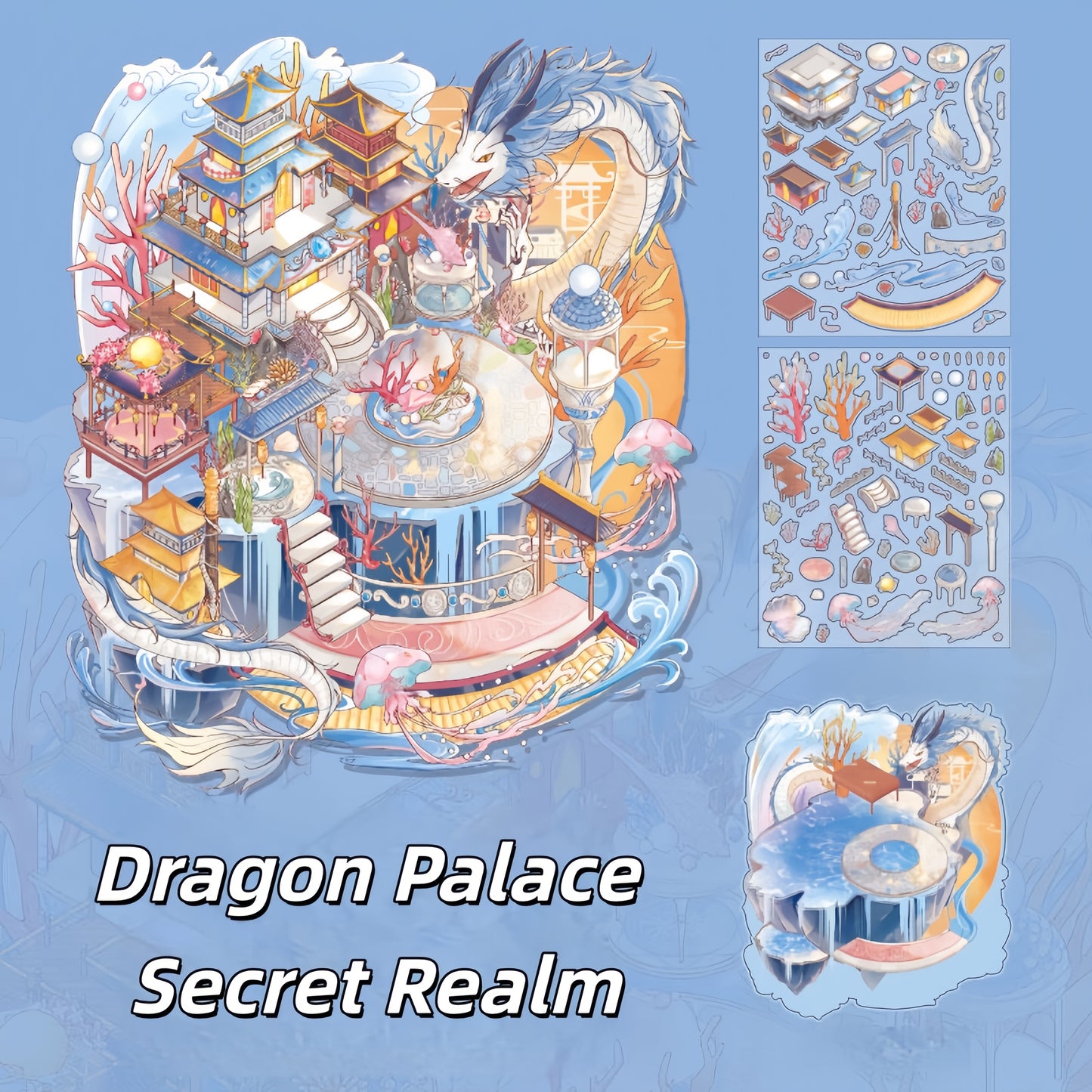Mythical Oriental Series 3D Sticker | 2 Cute Miniature Scenes