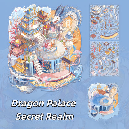 Mythical Oriental Series 3D Sticker | 2 Cute Miniature Scenes