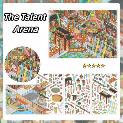 Dueling Stages 3D Sticker | 2 Cute Miniature Scenes