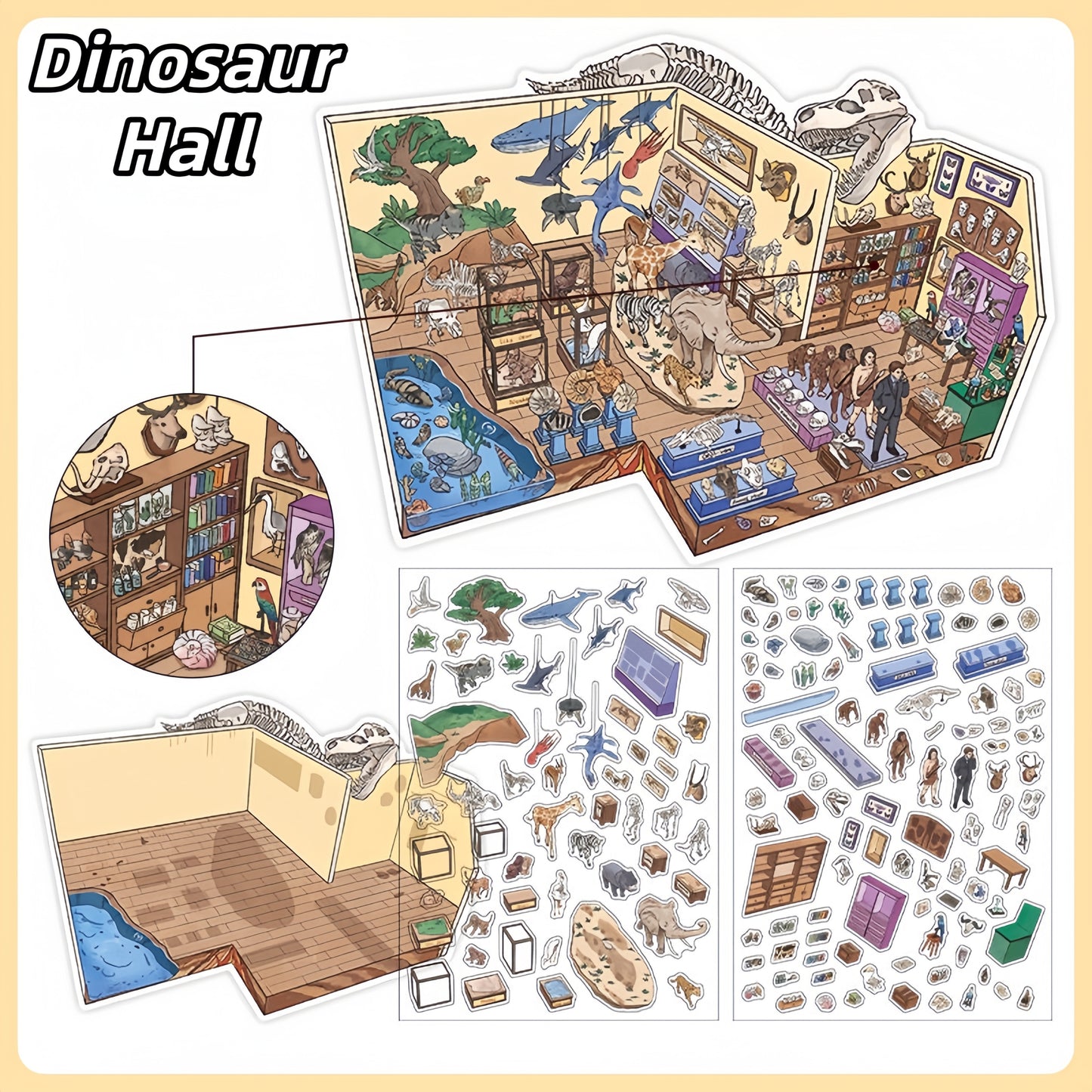 Little Exhibition 3D Sticker | 4 Cute Miniature Scenes