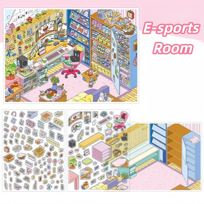 Dream Home 3D Sticker | 4 Cute Miniature Scenes